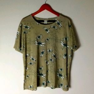 PS Collection 1X Khaki Dragonfly Stretch Top Plus